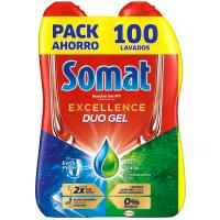 Lavavajillas gel excell antigrasa SOMAT, pack 2x50 dosis