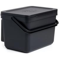 Cubo de basura negro con soporte, capacidad de 6 litros TATAY, 26,5x20,5x18,5 cm