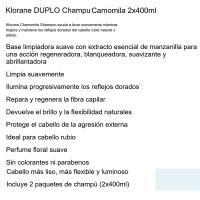 Duplo champú camomila 2ª al -40% KLORANE, pack 2x400 ml