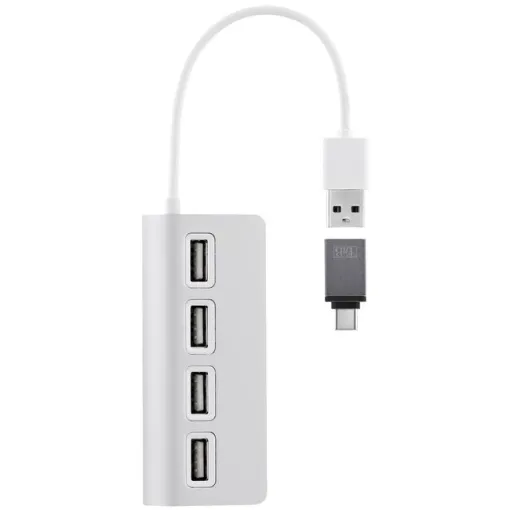 Hub de 4 puertos aluminio USB-A y adaptador USB-C HUBUSB4ALU TNB