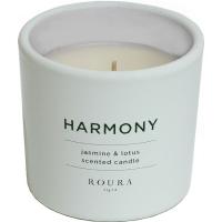 Vela perfumada en vaso cerámica blanca Harmony Jasmine&Lotus ROURA, 85x95 mm