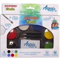Paleta de maquillaje acuareable: 6 colores, 2 pinceles esponja, guia Fiesta ALPINO