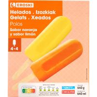 Mini polo de naranja y limón EROSKI, pack 8x60 ml