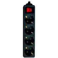 Regleta negra de 4 tomas con interruptor, 1,5 metros SILVER ELECTRONICS, 1 ud