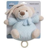 Peluche musical osito azul, tacto extrasuave INTERBABY