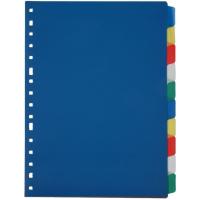 Separador tamaño folio, 16 taladros, plástico opaco LIDERPAPEL, pack 10 uds