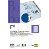 Separador tamaño folio, 16 taladros, plástico opaco LIDERPAPEL, pack 10 uds