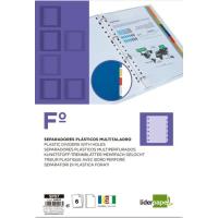 Separador tamaño folio, 16 taladros, plástico opaco LIDERPAPEL, pack 6 uds