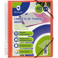 Carpeta Neón A4 con espiral, 40 fundas y gomas, ¿Cuál te llegará? 328237 BISMARK