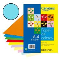Papel de colores A4, 100 hojas de 80 gr, 10 colores CAMPUS, 1 pack