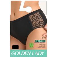Braga alta mujer con encaje de algodón orgánico, negro GOLDEN LADY, talla L