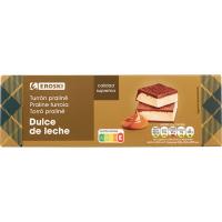 Turrón praliné dulce de leche EROSKI, caja 150 g