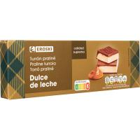 Turrón praliné dulce de leche EROSKI, caja 150 g