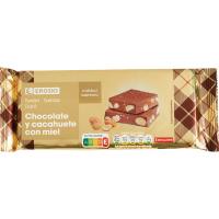 Turrón de chocolate con cacahuete frito EROSKI, tableta 150 g