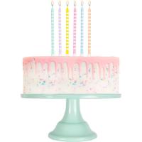 Vela de cumpleaños extralarga 14, 5cm colores pastel a rayas OH YEAH!, pack 12 uds