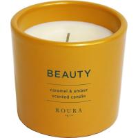 Vela perfumada en vaso cerámica amarillo Beauty Caramel&Amber ROURA, 85x95 mm