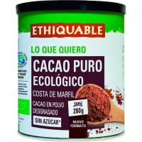 ETHIQUABLE kakao puru ekologikoa azukrerik gabe, lata 280 g
