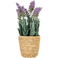 Planta artificial: Lavanda con tiesto trenzado KASA, Ø10cm x alto 30 cm