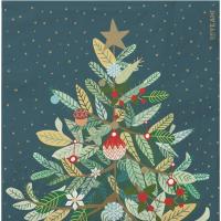 Servilleta de papel Abeto Navideño fondo azul, 25x25 cm OH YEAH!, pack 30 uds