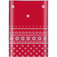 Mantel desechable rojo con copos blancos OH YEAH!, 180x120 cm