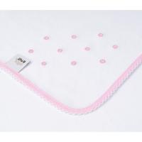 Gasa bordada puntos rosas, 100% algodón, Edad rec: +0 meses INTERBABY, 60x65 cm