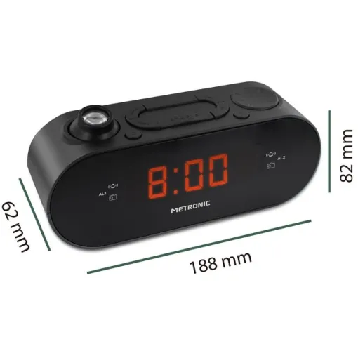 Radio despertador con proyección hora negro 477039 METRONIC