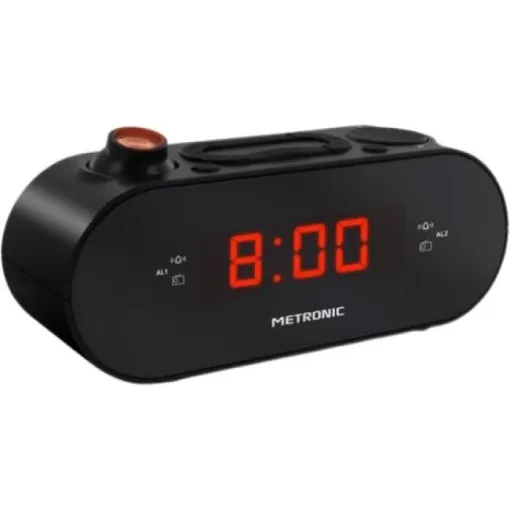 Radio despertador con proyección hora negro 477039 METRONIC