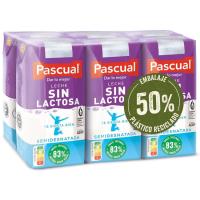 Leche semidesnatada sin lactosa PASCUAL, pack 6x200 ml
