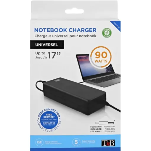 Cargador universal para portátil negro, 90 W, CHNB19V90 TNB