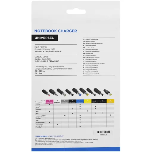 Cargador universal para portátil negro, 90 W, CHNB19V90 TNB