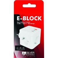 Regleta Eblock 3 salidas schuko, 2 USB, 1 USB C e interruptor SILVER ELECTRONICS