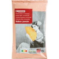 Patatas onduladas sabor jamón EROSKI, bolsa 150g