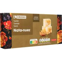 Turrón de nata-nuez EROSKI, caja 200 g