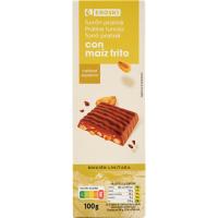 Turrón de chocolate con leche y maíz frito EROSKI, caja 100 g