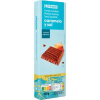 Turrón de caramelo y sal EROSKI, caja 100 g