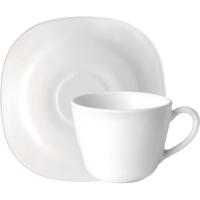 Set de café; taza 22 cl con platillo, opal blanco Parma BORMIOLI, 6 uds