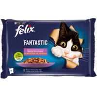 Gelatinas pollo-atún-salmón y buey para gato FÉLIX, pack 4x85 g