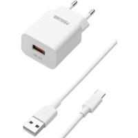 Cargador de red para móvil blanco tipo C más cable 1 m, 18 W PROLINX