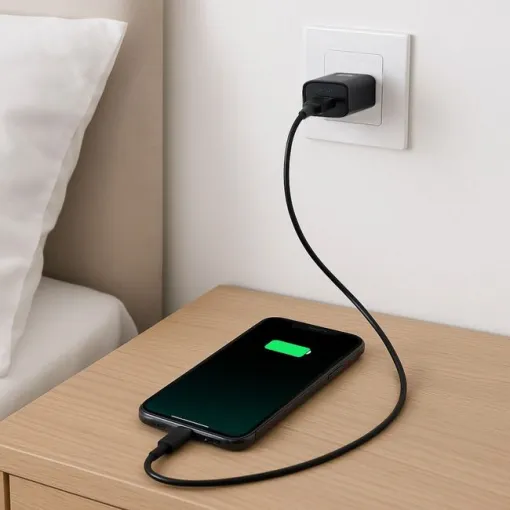 Cargador de red para móvil negro tipo C más cable 1 m, 18 W PROLINX