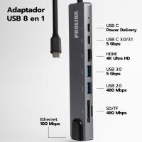 Adaptador Hub USB Tipo C multipuerto 8 en 1, HUB 8.1 PROLINX