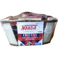 Fruta de Aragón con baño cacao NAKOA, cesta 125 g