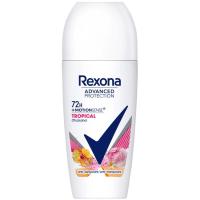 Desodorante 72H tropical advanced REXONA, roll on 50 ml