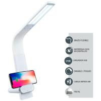 Lámpara de escritorio flexo Arquik blanco Led 8W, 450 Lumens, carga rápida, 1 ud