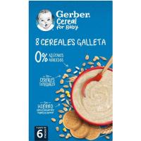 Papilla 8 cereales galleta GERBER, caja 475 g