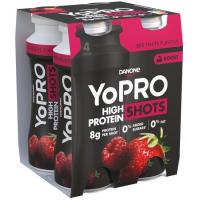 Preparado lácteo líquido de frutos rojos YOPRO, pack 4x100 g