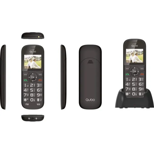 Teléfono móvil libre negro, D-1803 Senior QUBO