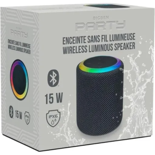 Altavoz portatil, efecto luz, 15W, BT, IPX6, BIGBEN