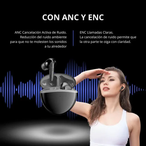 Auricular TW, BT 5.3, IPX4, USB-C, CBSL-51 BSL