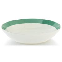 Plato hondo de sopa Cottage, porcelana blanca borde verde, 20,2 cm