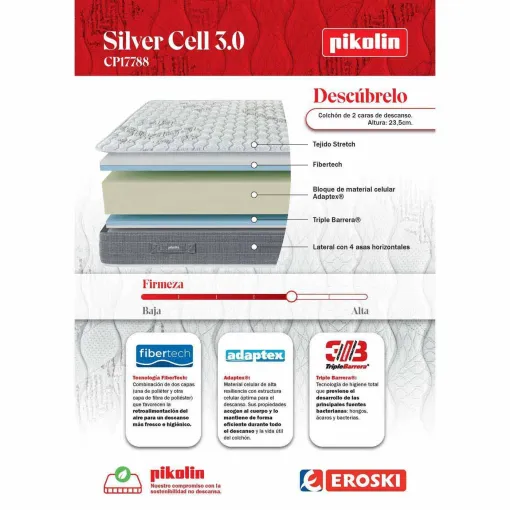 Colchón viscoelástico 80x190cm Silver Cell 3.0 PIKOLIN